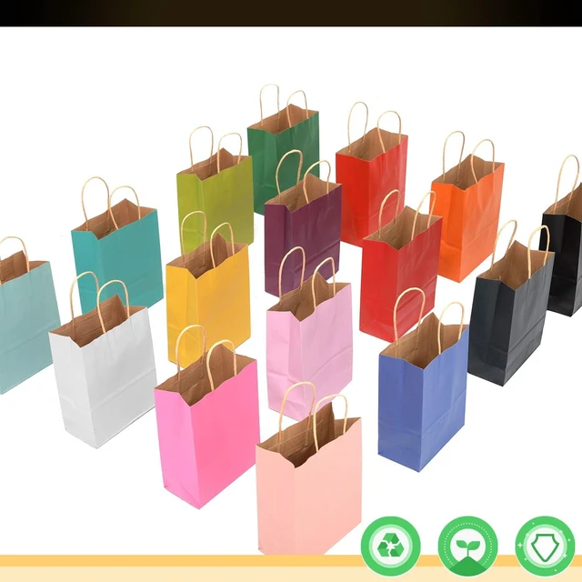 Alt view image 4 of 7 - 32-Packs Paper Bags with Handles Bulk 8.26"×6"×3.15" Small Gift Bags 16 Different Senior Color Bags Multiple UsesSmall Size