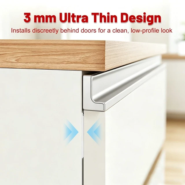Alt view image 3 of 7 - 10 Pack Cabinet Magnets for Closure, 3mm Ultra Thin Magnetic Door Catch | Strong Hold and No-Drill Adhesive Design for Kitchen Cabinets, Drawers and Closet Doors