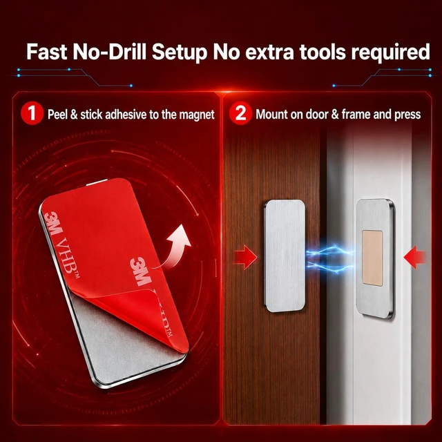 Alt view image 4 of 7 - 10 Pack Cabinet Magnets for Closure, 3mm Ultra Thin Magnetic Door Catch | Strong Hold and No-Drill Adhesive Design for Kitchen Cabinets, Drawers and Closet Doors
