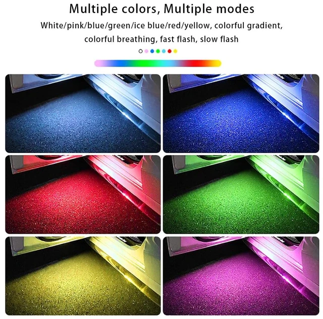 Alt view image 3 of 7 - 2 Pcs Car Door Light Wireless Door Anti-Collision and Anti-Rear-end Light | Wireless Door Lighting Ambient Welcome Courtesy Light, LED Colorful Flashing Light, Universal Car Door Light