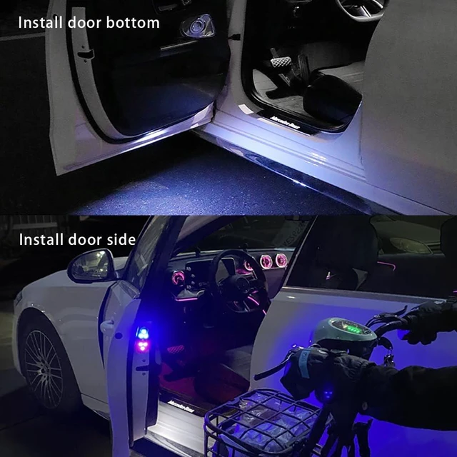 Alt view image 5 of 7 - 2 Pcs Car Door Light Wireless Door Anti-Collision and Anti-Rear-end Light | Wireless Door Lighting Ambient Welcome Courtesy Light, LED Colorful Flashing Light, Universal Car Door Light