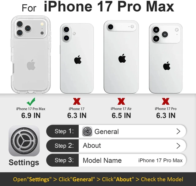 Alt view image 2 of 7 - for iPhone 17 Pro Max Case, Shockproof, Crystal Clear | Heavy Duty Protection Phone Cases, Anti-Drop, Dual Layer Transparent Rugged Protective Cover, 6.9"