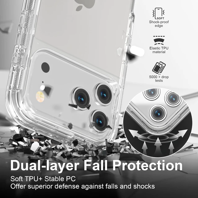 Alt view image 4 of 7 - for iPhone 17 Pro Max Case, Shockproof, Crystal Clear | Heavy Duty Protection Phone Cases, Anti-Drop, Dual Layer Transparent Rugged Protective Cover, 6.9"