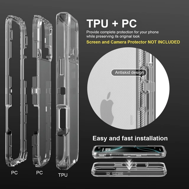 Alt view image 5 of 7 - for iPhone 17 Pro Max Case, Shockproof, Crystal Clear | Heavy Duty Protection Phone Cases, Anti-Drop, Dual Layer Transparent Rugged Protective Cover, 6.9"