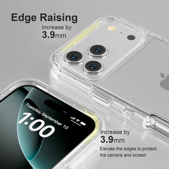 Alt view image 6 of 7 - for iPhone 17 Pro Max Case, Shockproof, Crystal Clear | Heavy Duty Protection Phone Cases, Anti-Drop, Dual Layer Transparent Rugged Protective Cover, 6.9"
