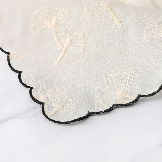 Alt view image 6 of 7 - Women's Cotton Handkerchiefs Scallop Embroidered Ladies Hankies | Dandelion Flower Butterflies for Wedding Parties 3Pcs