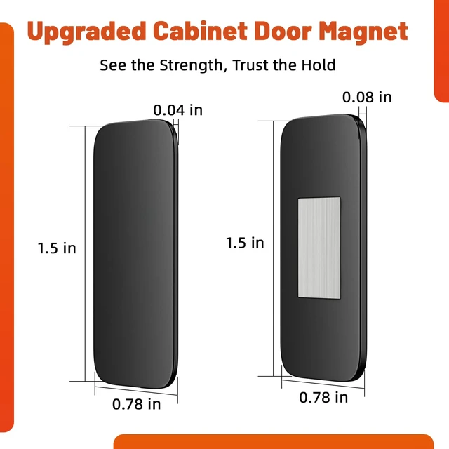 Alt view image 5 of 7 - No Drill Cabinet Magnetic Catch Jiayi Ultra Thin Cabinet Door Magnet | 6 Pack, Adhesive for Quiet Closure, Black Invisible Drawer Magnets Latch for Bathroom Vanities, Desks, Closets, French Doors