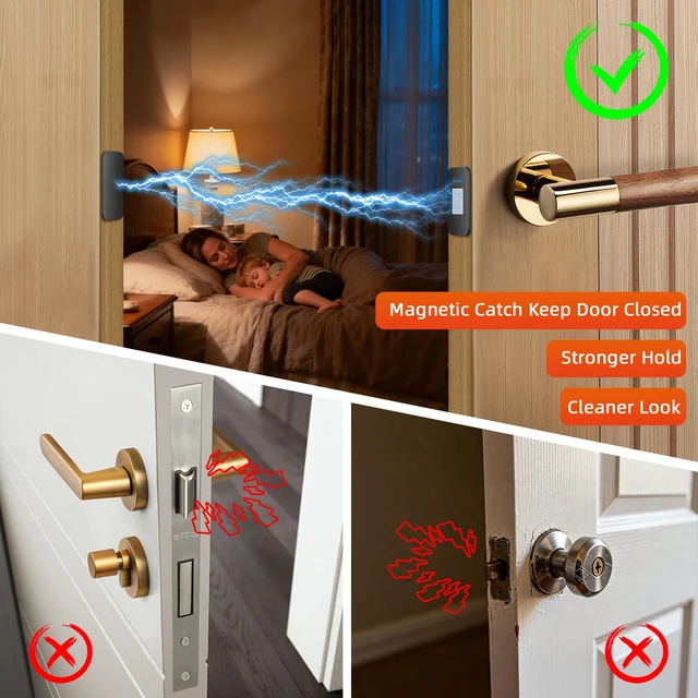Alt view image 6 of 7 - No Drill Cabinet Magnetic Catch Jiayi Ultra Thin Cabinet Door Magnet | 6 Pack, Adhesive for Quiet Closure, Black Invisible Drawer Magnets Latch for Bathroom Vanities, Desks, Closets, French Doors