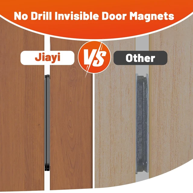 Alt view image 4 of 7 - No Drill Cabinet Magnetic Catch Jiayi Ultra Thin Cabinet Door Magnet | 6 Pack, Adhesive for Quiet Closure, Black Invisible Drawer Magnets Latch for Bathroom Vanities, Desks, Closets, French Doors