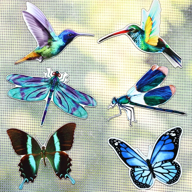 Main image of 12 Pcs Hummingbird Screen Door Magnets Butterfly Dragonfly | Double Sided Flexible Decorative Protector, Retractable Magnetic Stickers Decals, for Sliding Patio Gifts, Fresh Style