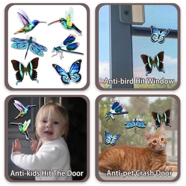 Alt view image 3 of 6 - 12 Pcs Hummingbird Screen Door Magnets Butterfly Dragonfly | Double Sided Flexible Decorative Protector, Retractable Magnetic Stickers Decals, for Sliding Patio Gifts, Fresh Style