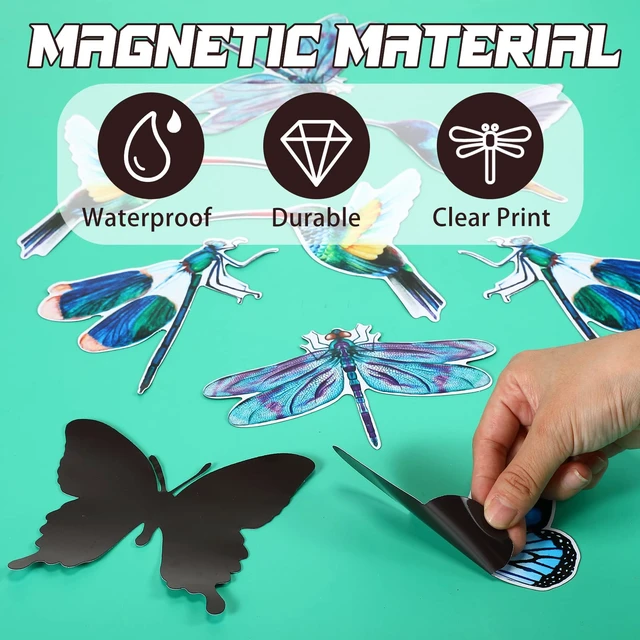Alt view image 5 of 6 - 12 Pcs Hummingbird Screen Door Magnets Butterfly Dragonfly | Double Sided Flexible Decorative Protector, Retractable Magnetic Stickers Decals, for Sliding Patio Gifts, Fresh Style