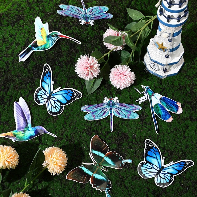 Alt view image 6 of 6 - 12 Pcs Hummingbird Screen Door Magnets Butterfly Dragonfly | Double Sided Flexible Decorative Protector, Retractable Magnetic Stickers Decals, for Sliding Patio Gifts, Fresh Style