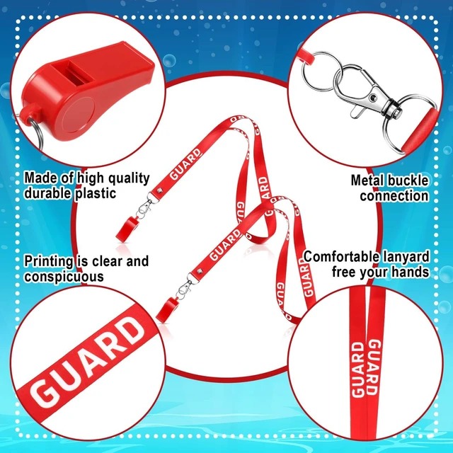 Alt view image 5 of 7 - 3 Pcs Lifeguard Whistle with Lanyard Emergency Plastic,Red | Loud Whistles for Pool Beach Rescue, Emergency Signaling for Coaches Lifesavers, Guard Equipment with Metal Clip
