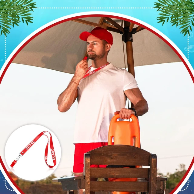 Alt view image 4 of 7 - 3 Pcs Lifeguard Whistle with Lanyard Emergency Plastic,Red | Loud Whistles for Pool Beach Rescue, Emergency Signaling for Coaches Lifesavers, Guard Equipment with Metal Clip