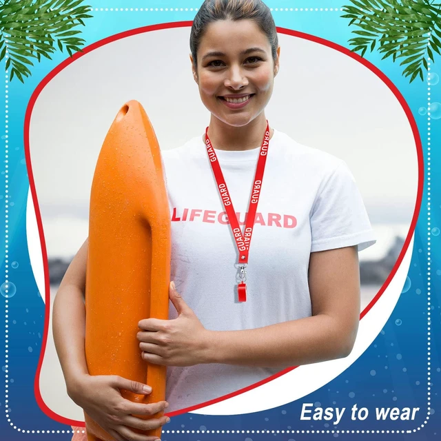 Alt view image 6 of 7 - 3 Pcs Lifeguard Whistle with Lanyard Emergency Plastic,Red | Loud Whistles for Pool Beach Rescue, Emergency Signaling for Coaches Lifesavers, Guard Equipment with Metal Clip