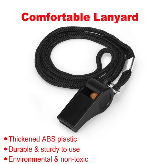 Alt view image 3 of 6 - Whistle, Plastic Whistle with Lanyard, Loud Clear Black Whistles Bulk Great for Coaches, Referees, and Officials