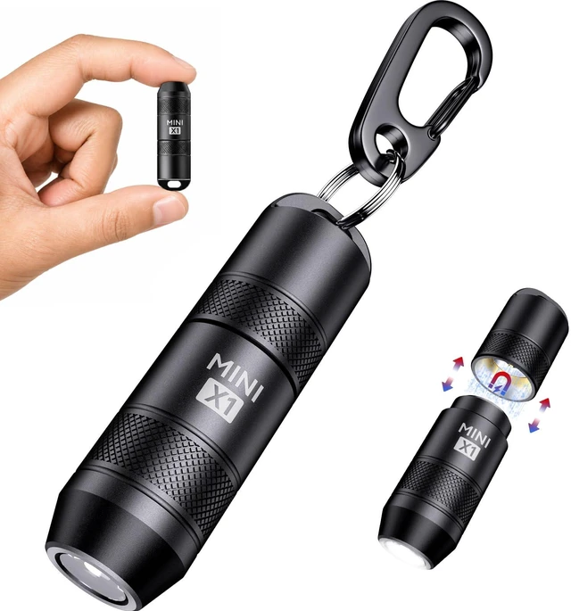Main image of EDC Mini Flashlights High Lumens LED Pocket Keychain Magnetic Activation Flashlight Type-C Rechargeable Small Flashlight Long Battery Life & Long Illumination Distance (1, Black)