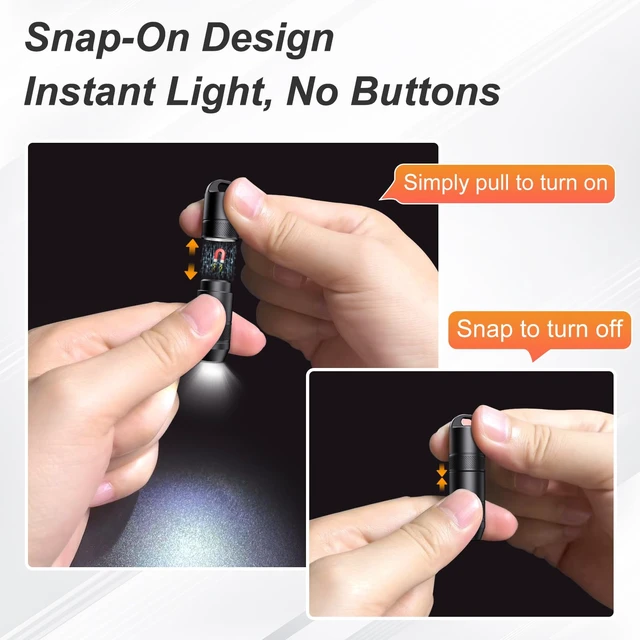 Alt view image 2 of 7 - EDC Mini Flashlights High Lumens LED Pocket Keychain Magnetic Activation Flashlight Type-C Rechargeable Small Flashlight Long Battery Life & Long Illumination Distance (1, Black)