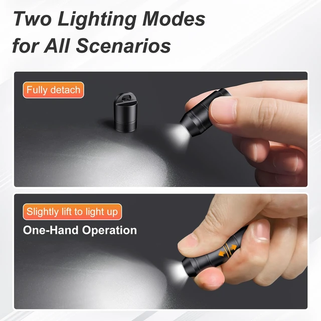 Alt view image 3 of 7 - EDC Mini Flashlights High Lumens LED Pocket Keychain Magnetic Activation Flashlight Type-C Rechargeable Small Flashlight Long Battery Life & Long Illumination Distance (1, Black)