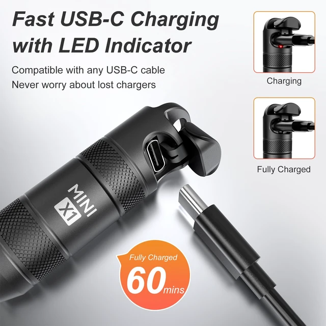 Alt view image 4 of 7 - EDC Mini Flashlights High Lumens LED Pocket Keychain Magnetic Activation Flashlight Type-C Rechargeable Small Flashlight Long Battery Life & Long Illumination Distance (1, Black)