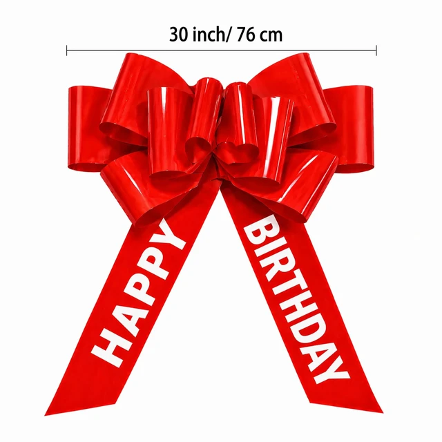 Alt view image 2 of 7 - 30 Inch Giant Red Car Bow - Extra Large Birthday Bow for Car, Big Gift Bow for Present, New Vehicle Accessories, Happy Birthday Ribbon Surprise
