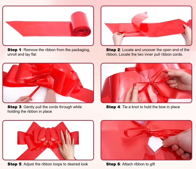 Alt view image 3 of 7 - 30 Inch Giant Red Car Bow - Extra Large Birthday Bow for Car, Big Gift Bow for Present, New Vehicle Accessories, Happy Birthday Ribbon Surprise