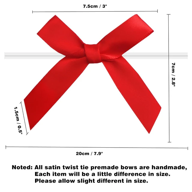 Alt view image 2 of 6 - 120 Pack 3 inches Twist Tie Bows Red, Satin Bows with Twist Ties for Treat Bags, Pretied Bows, Twist Tied Bows with Wire, Pre Tied Ribbon Bows for Tying Up Packages, Baby Shower, Favors