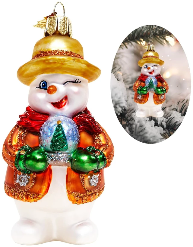 Main image of Christmas Ornaments,Hand-Blown Glass Snowman Ornament for Tree | Snowman Collection Figurine Hanging Ornaments, Christmas Decorations for Xmas Tree Holiday Party Home Gifts