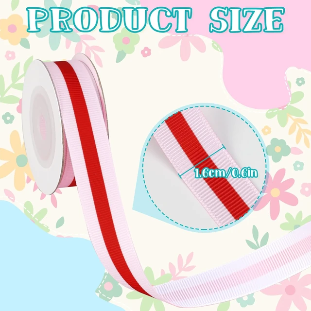 Alt view image 2 of 7 - Stripe Grosgrain Ribbon 0.6 Inch Summer Colorful Fabric Wrapping Ribbon for Pride Day Spring Holiday Gift Cake Present Wrapping DIY Crafts Wreath Hair Bow Making Supplies, 4 Rolls, 20 Yard