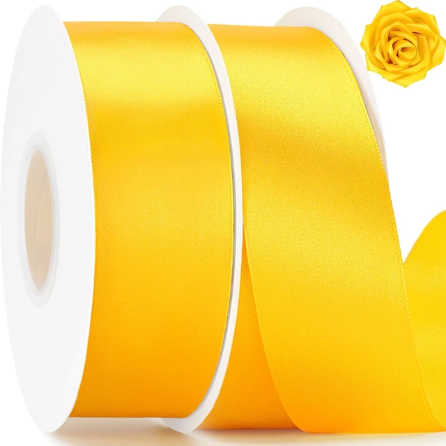Main image of Yellow Satin Ribbon - 1-1/2'' x 100 Yards for Gift Wrapping | Use for Crafts Sunflower Making Bouquets Wreaths Bows Wedding Birthday Easter Graduation Thanksgiving Christmas Decor 2 Rolls