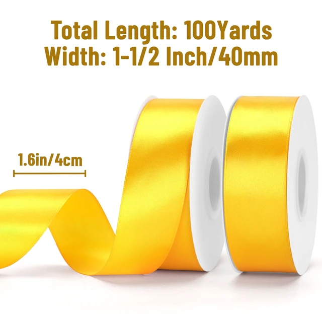 Alt view image 2 of 7 - Yellow Satin Ribbon - 1-1/2'' x 100 Yards for Gift Wrapping | Use for Crafts Sunflower Making Bouquets Wreaths Bows Wedding Birthday Easter Graduation Thanksgiving Christmas Decor 2 Rolls