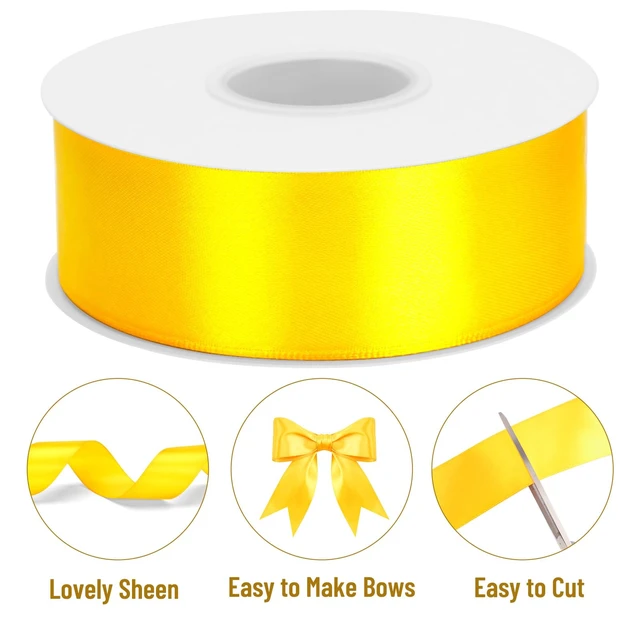 Alt view image 3 of 7 - Yellow Satin Ribbon - 1-1/2'' x 100 Yards for Gift Wrapping | Use for Crafts Sunflower Making Bouquets Wreaths Bows Wedding Birthday Easter Graduation Thanksgiving Christmas Decor 2 Rolls
