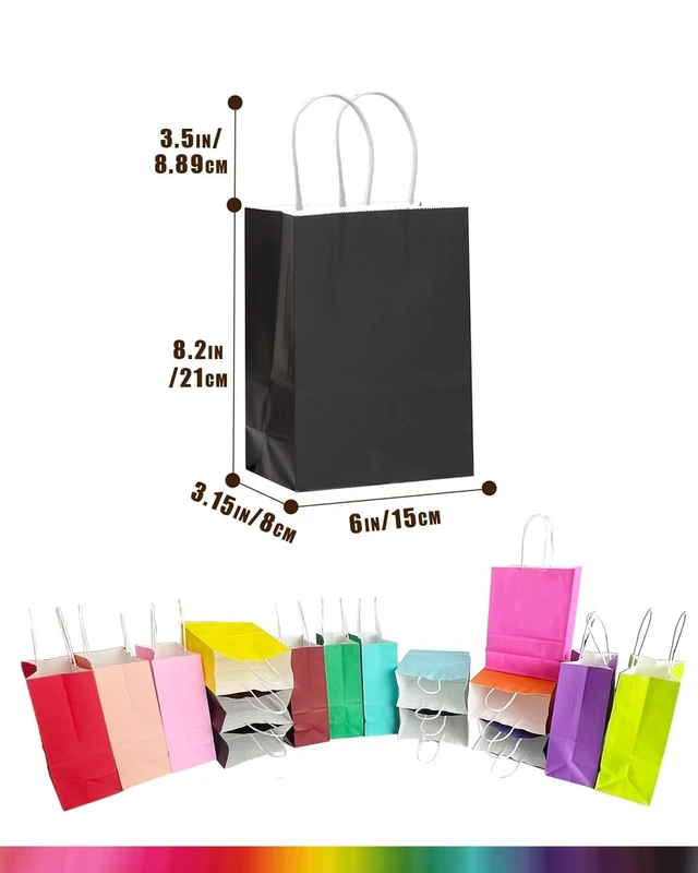 Alt view image 2 of 7 - r 32Pcs Paper Gift Bags with Handles, 16 Different Senior Colors | 32Pcs, Multiple Uses, 8.3"x6"x3.15", Small Size