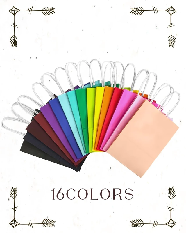 Alt view image 4 of 7 - r 32Pcs Paper Gift Bags with Handles, 16 Different Senior Colors | 32Pcs, Multiple Uses, 8.3"x6"x3.15", Small Size