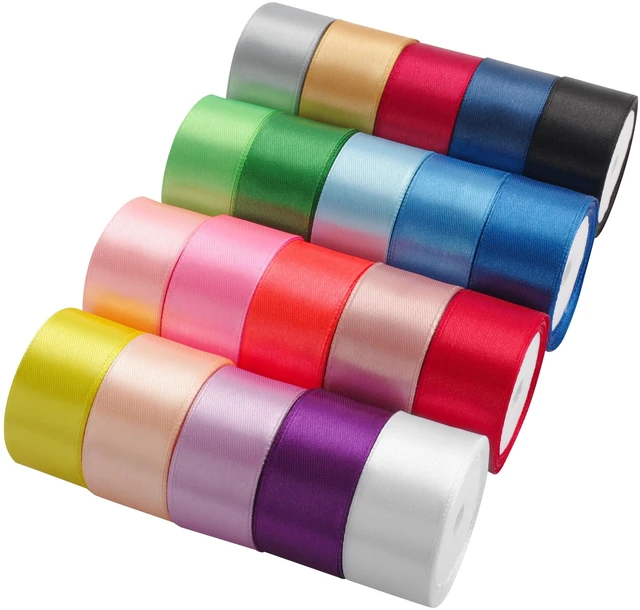 Main image of 1 Inch Satin Ribbon Set 20 Rolls Rainbow Ribbon, 5 Yards Each (Total 100 Yards), Decorative Ribbon for Gift Wrapping, Crafts Hair Bows, Flower Bouquet, Wedding Party Decorat