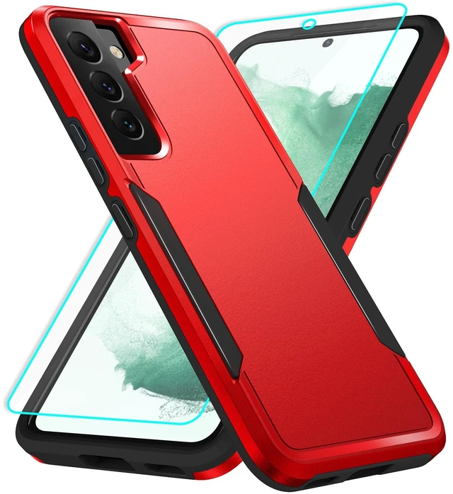 Main image of for Galaxy S22 Case with Screen Protection: Heavy Duty Protective Shockproof and Scratch Proof Cell Phone case for Samsung Galaxy S22-Red