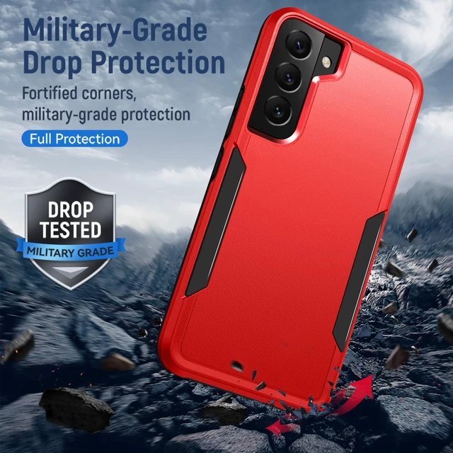 Alt view image 3 of 6 - for Galaxy S22 Case with Screen Protection: Heavy Duty Protective Shockproof and Scratch Proof Cell Phone case for Samsung Galaxy S22-Red