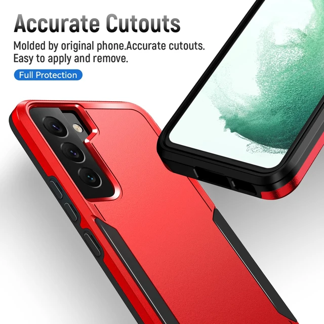 Alt view image 6 of 6 - for Galaxy S22 Case with Screen Protection: Heavy Duty Protective Shockproof and Scratch Proof Cell Phone case for Samsung Galaxy S22-Red