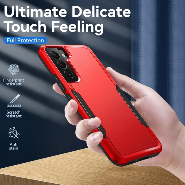 Alt view image 5 of 6 - for Galaxy S22 Case with Screen Protection: Heavy Duty Protective Shockproof and Scratch Proof Cell Phone case for Samsung Galaxy S22-Red