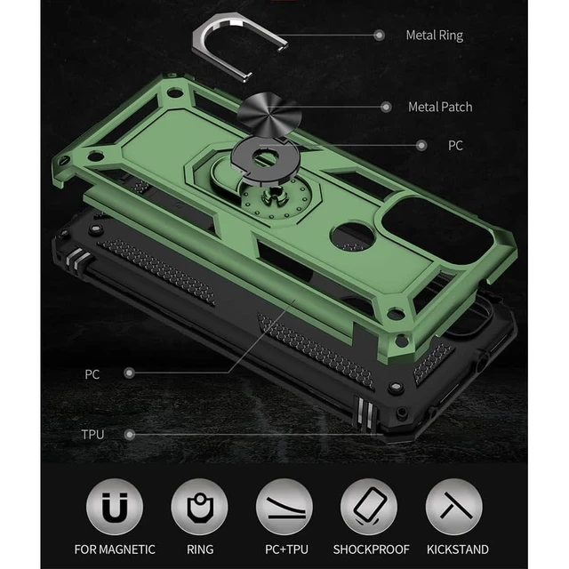 Alt view image 5 of 6 - for Moto G Pure Phone Case, Moto G Power 2022 Case with HD Screen Protector, Military Grade Protective Cases with Ring for Moto G Pure (Army Green)