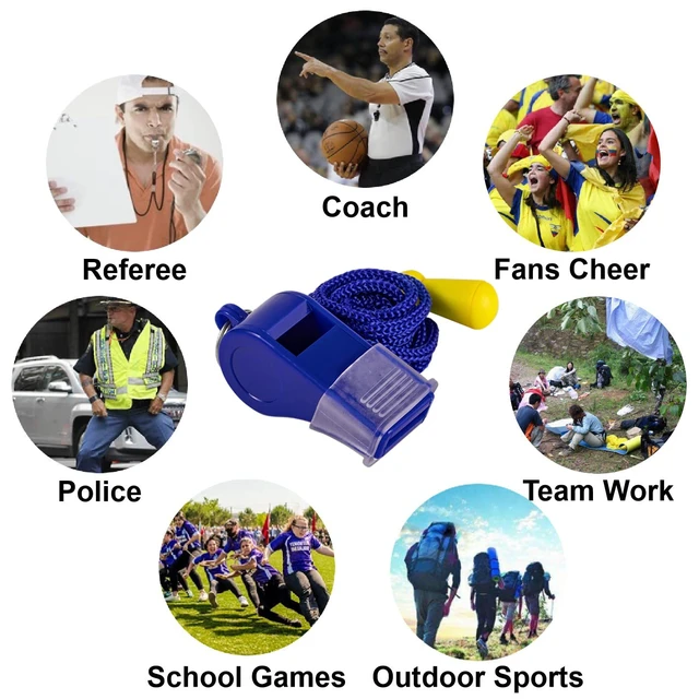 Alt view image 5 of 6 - 12 Pack Sport Whistles with Lanyar for Coaches, Referees and Officials, Loud Crisp Sound (12 Pcs(Blue))