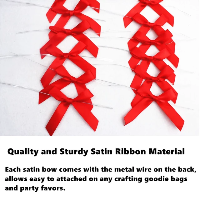 Alt view image 4 of 6 - 100 Pieces Red Bow Twist Ties for Bags, Satin Twist Tie Bows for Cake Pops, Twist Bows for Treats, Pre Tied Bows for Gifts Wrapping, Ribbon Bows, Pretied Bows Ties for Christmas Gift Wrap Bows