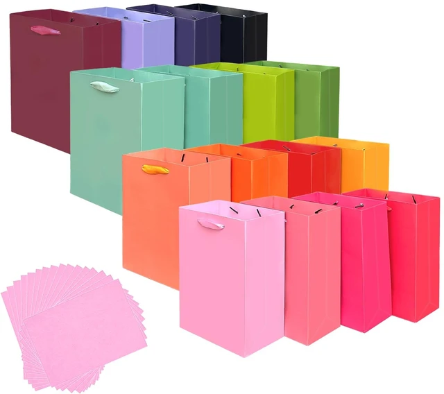 Main image of 16PCS 16 Colors Mini Gift Bags with Tissue Paper Handles 6.3"x4.7"x2.4" Small Size Present Party Favor Bags Tissue Paper