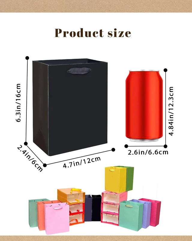 Alt view image 3 of 7 - 16PCS 16 Colors Mini Gift Bags with Tissue Paper Handles 6.3"x4.7"x2.4" Small Size Present Party Favor Bags Tissue Paper