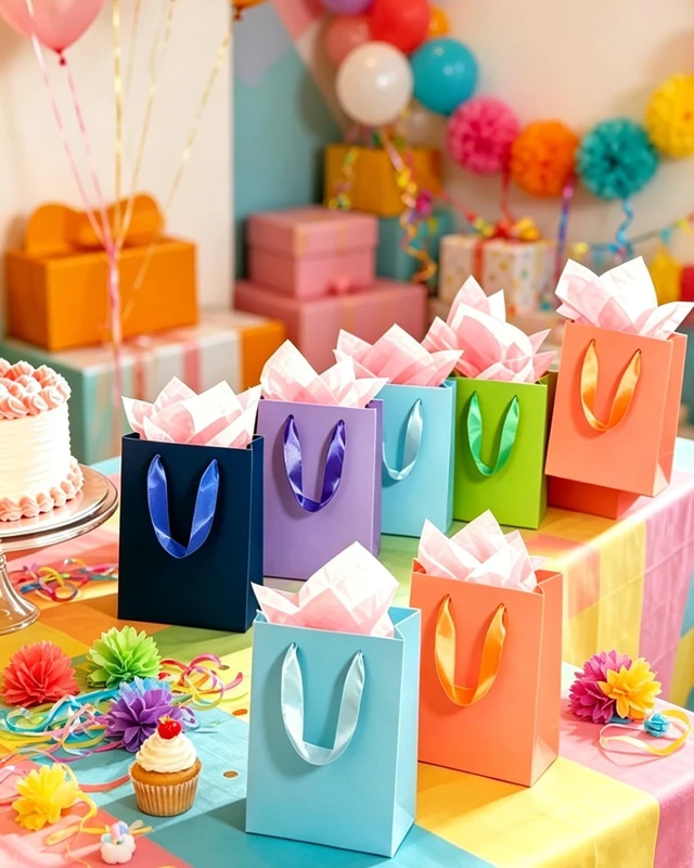 Alt view image 5 of 7 - 16PCS 16 Colors Mini Gift Bags with Tissue Paper Handles 6.3"x4.7"x2.4" Small Size Present Party Favor Bags Tissue Paper