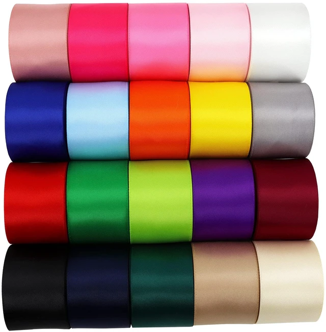 Main image of Double Face Satin Ribbon 1-1/2 inch Ribbons 20 Solid Color Assortment, 1-1/2" X 2 Yard Each Total 40 Yards Per Package,for Gift Wrapping and Crafts Hair