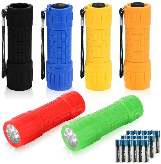 Main image of 6-Pack Small Mini Flashlight Set, 9-LED Handheld Flashlight with Lanyard,18-Pack AAA Battery Included for Kids/Night Reading/Party/Camping/Emergency/Hunting (6 Pack)