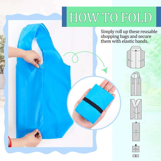 Alt view image 5 of 6 - 10 Pack 17x22in Extra Large Reusable Grocery Bags Heavy Duty, 55lb Washable Foldable Waterproof Tote Bag with Handles for Shopping(Colorful)