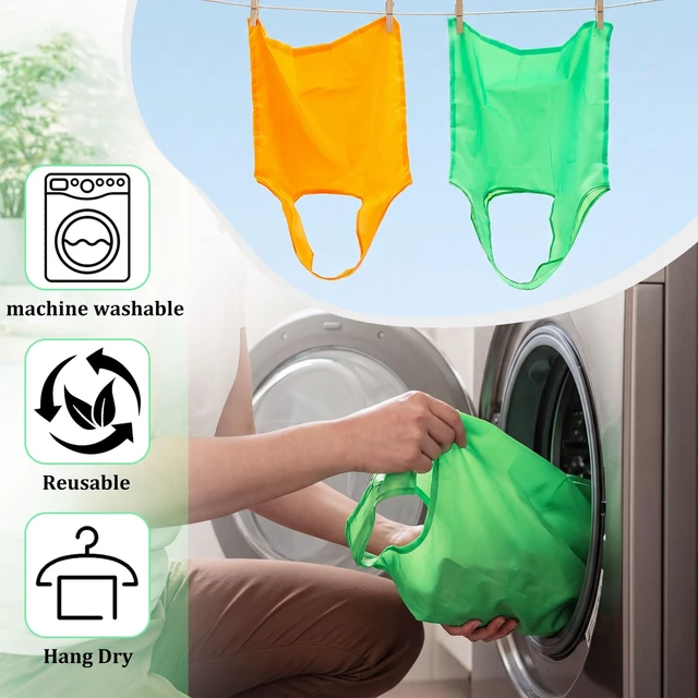 Alt view image 4 of 6 - 10 Pack 17x22in Extra Large Reusable Grocery Bags Heavy Duty, 55lb Washable Foldable Waterproof Tote Bag with Handles for Shopping(Colorful)